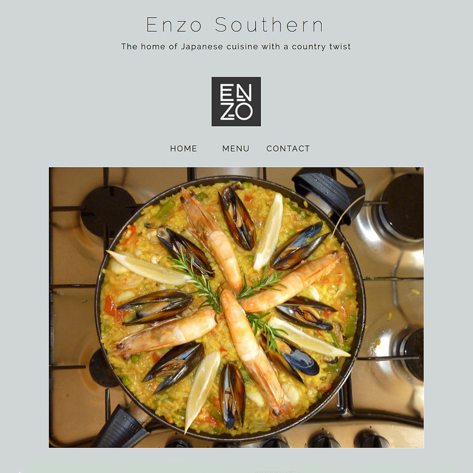 home page of Enzo Restaurant website