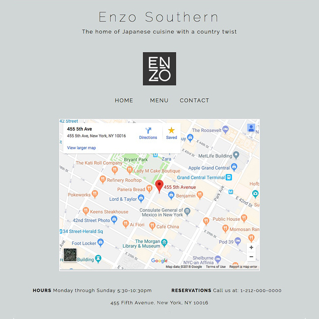 Enzo website map page