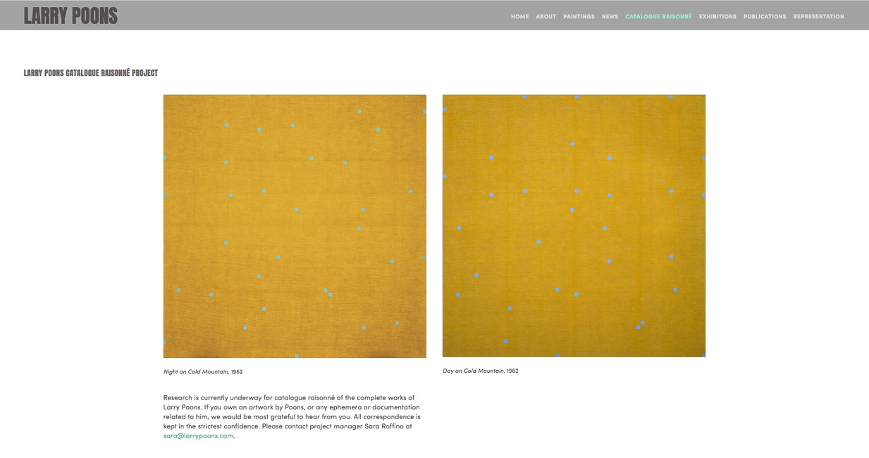 Larry Poons website catalogue raisonné page